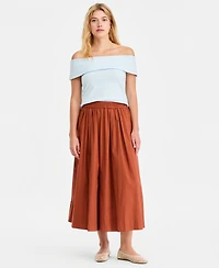 On 34th Women's Pull-On Cotton Poplin Midi Skirt, Macy's Exclusive