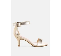 London Rag Women's Yuti Glossy Kitten Heel Sandals