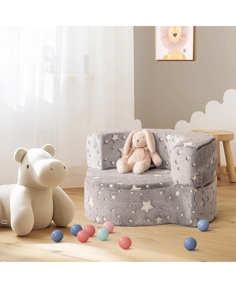 Gouun 2-in-1 Toddler Convertible Sofa Chair with Glow-in-the-Dark Pattern