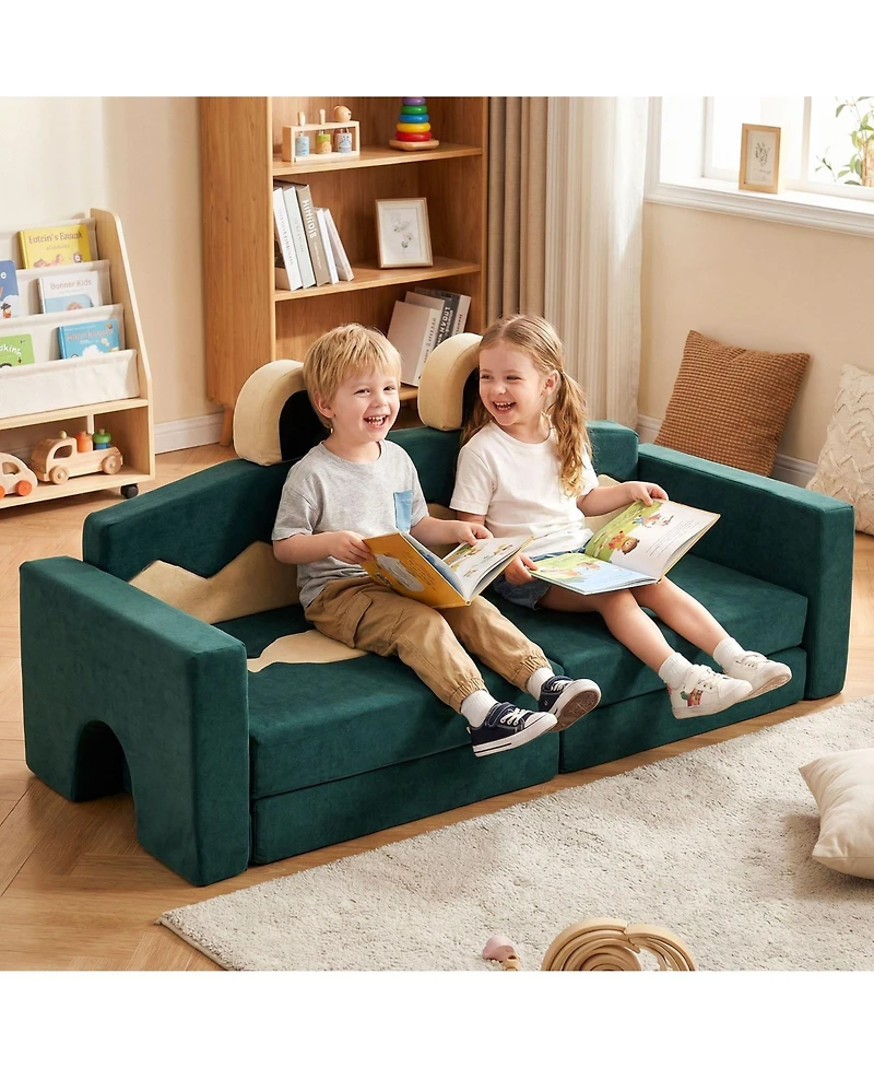 Gouun Modular Kids Play Couch with Velvet Cover for Creative Play
