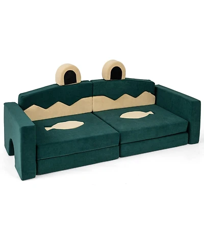 Gouun Modular Kids Play Couch with Velvet Cover for Creative Play