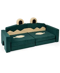 Gouun Modular Kids Play Couch with Velvet Cover for Creative Play