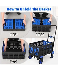 Homfan 2-in-1 Folding Hand Truck and Platform Cart w/ 330 lb Capacity, Convertible Dolly with Foldable Basket and Bungee Cords, Portable Luggage Cart