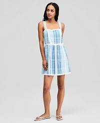 And Now This Women's Cotton Plaid Lace-Trim Dress, Macy's Exclusive