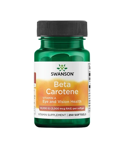 Swanson BetaCarotene Vitamin A Supplement Promoting Immune Health, Eye and Skin Health Natural Wellness Formula (250 Softgels, 3000mcg Each)