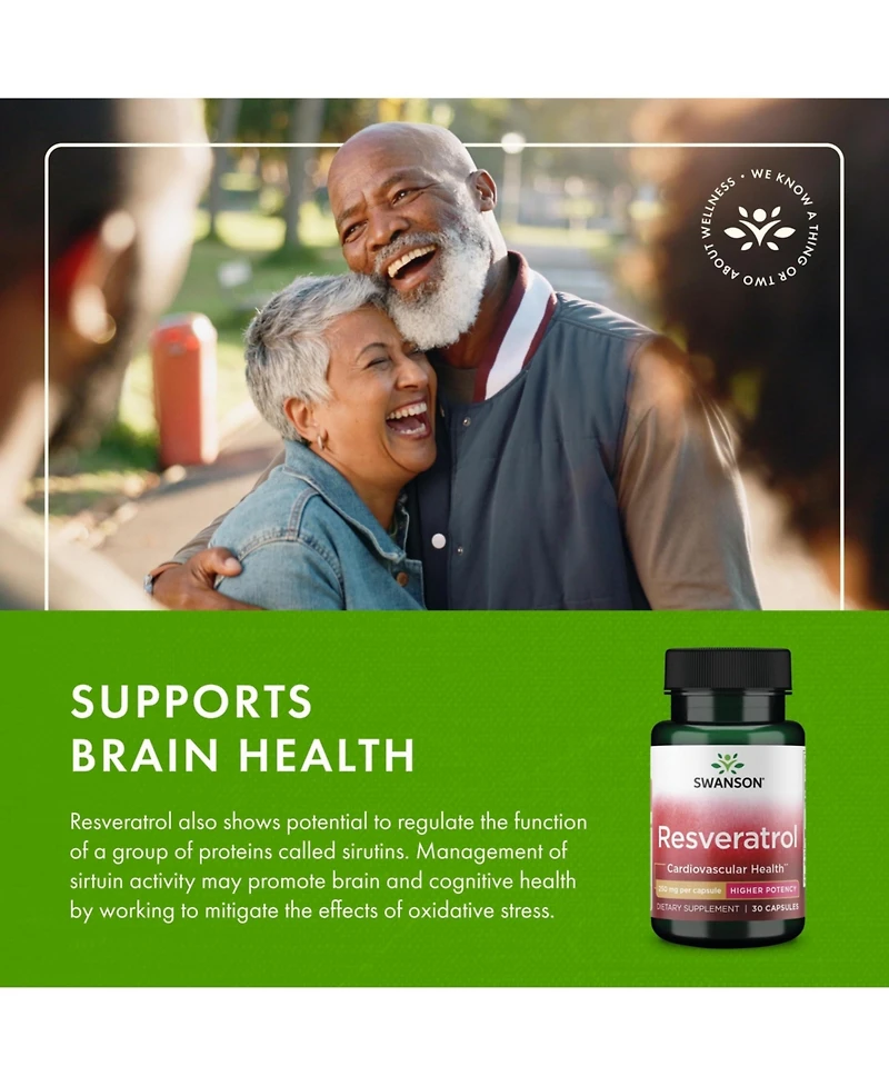Swanson Resveratrol Higher Potency 250 Milligrams 30 Capsules(1 Pack)