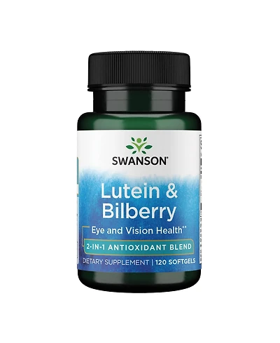 Swanson Standardized Lutein and Bilberry, Eye Sight and Eye Health, Reduces Eye Fatigue and Strain, Natural Supplement Formula, 120 Softgels