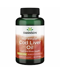 Swanson Cod Liver Oil, Wellness Supplement, Bone, Skin, Vision and Immune Health, High Absorption Vitamin A, 350 mg, 180 Softgels