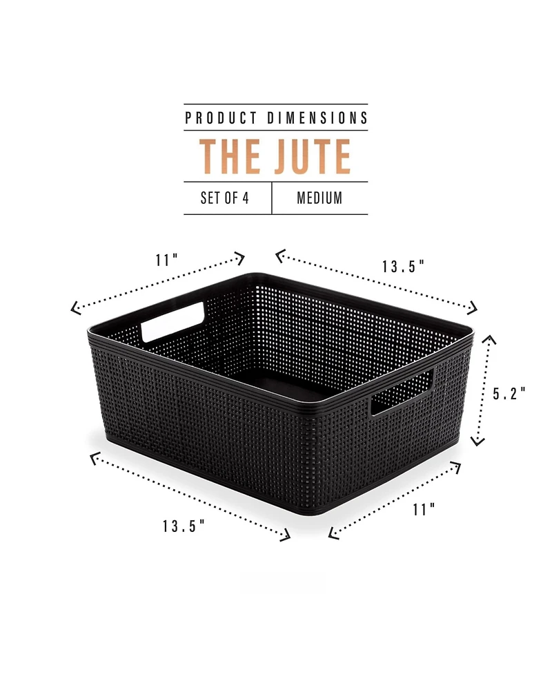 Gnuadz Woven Plastic Basket Home Storage Organization Jute Design Gift