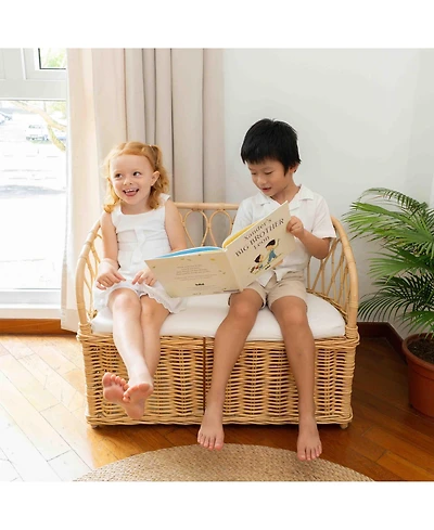 Momiji Callie Handcrafted Rattan Kids Storage Bench Couch - Wicker