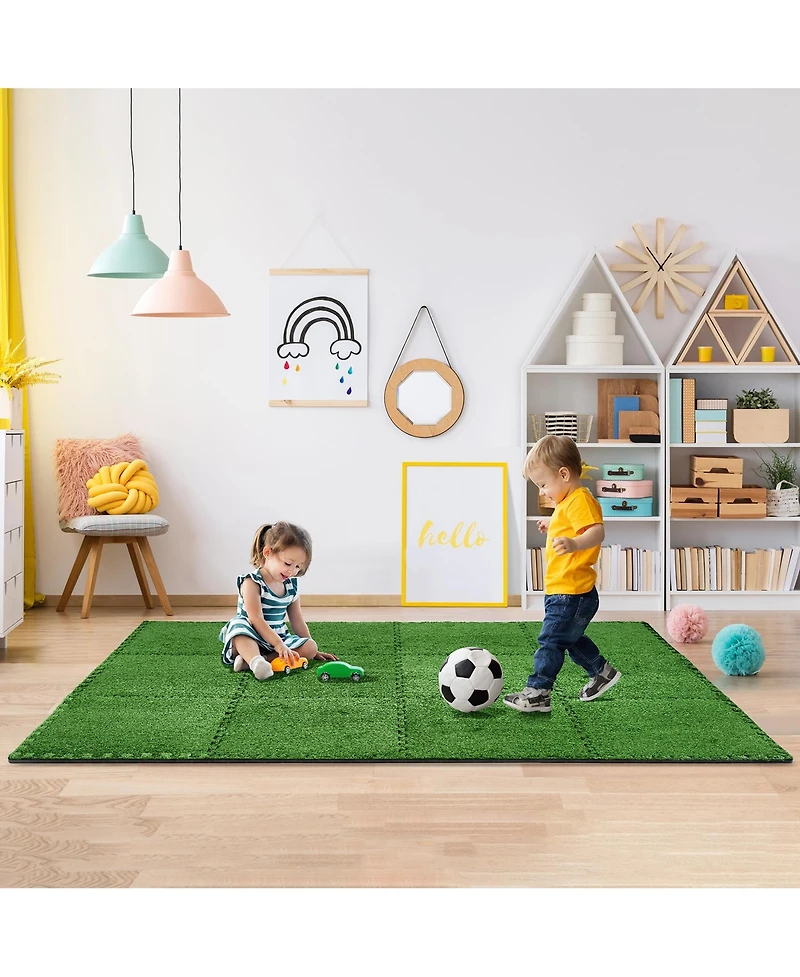 Sorbus 24 Piece 24 x 24 in. Interlocking Floor Mat Grass