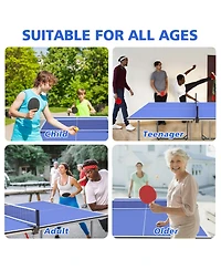 Rainsken 6FT Portable Mid-Size Ping Pong Table, Foldable Table Tennis Game Set with Net, 2 Rackets and 3 Balls Included for Indoor and Outdoor Games