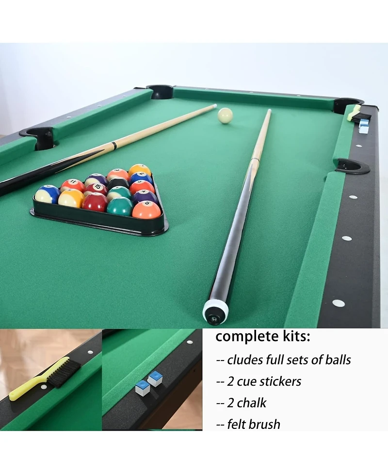 Rainsken 63.8" Foldable Billiards Table, All-in-One Indoor Pool Table Set with Balls, Cues, Chalk, Brush and Triangle Rack for Game Rooms