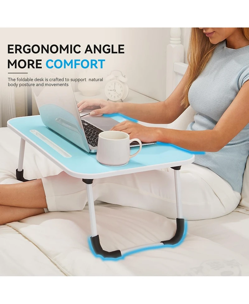 Gnuadz Folding Lap Desk Portable Wood Laptop Bed Cup Holder Sofa Couch Floor