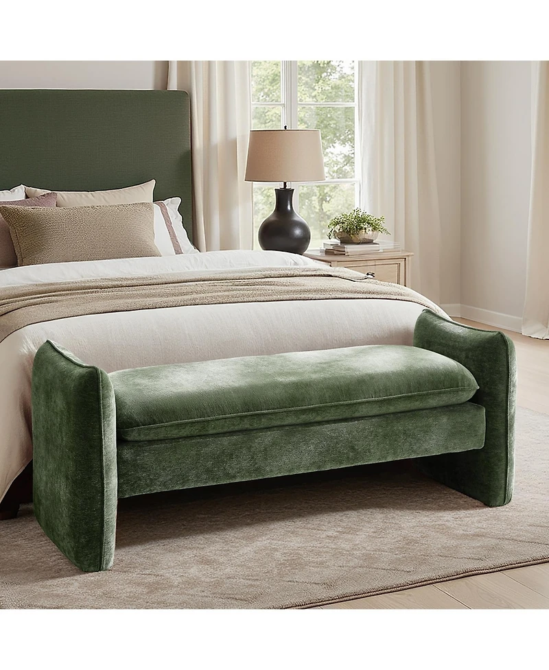 Hulala Home Ella Modern Chenille Fabric Upholstered Bench