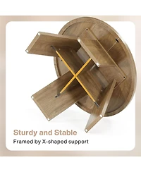 Tribesigns Round Coffee Table, 39.37" Wooden Circle Coffee Table with Splayed Legs