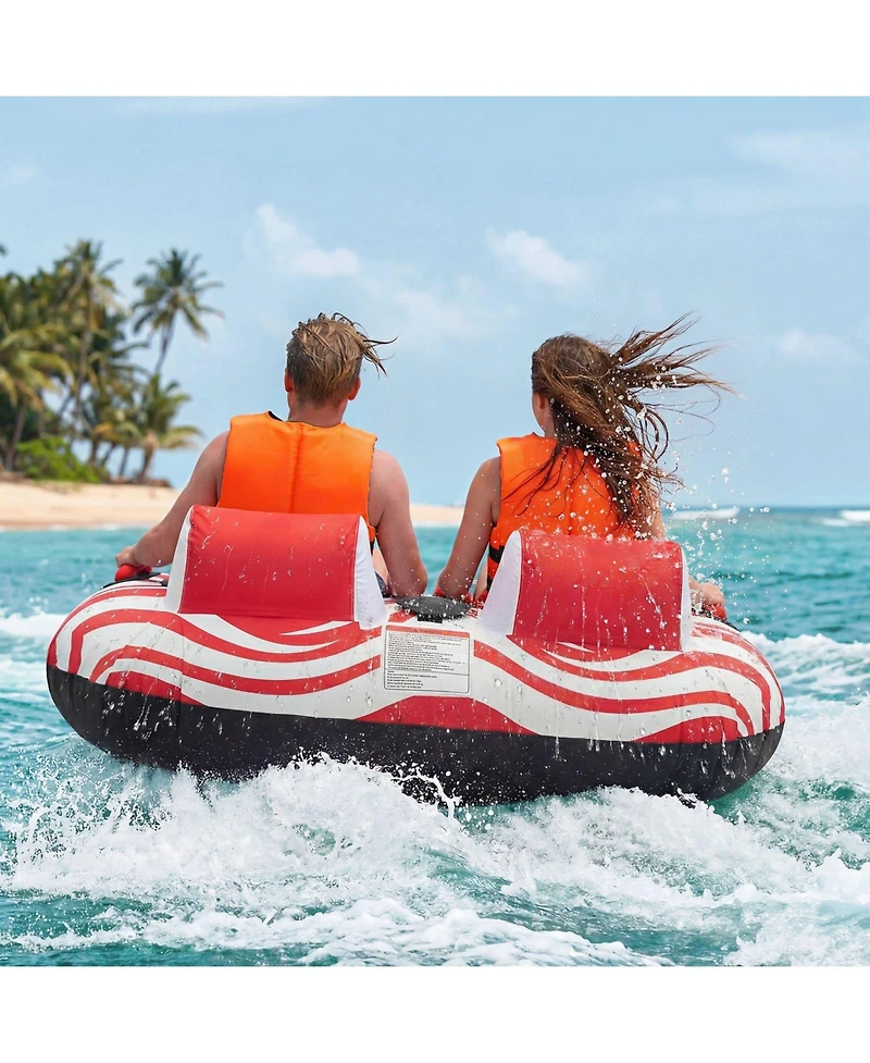 Mecale 2-Rider Towable Tube for Boating 340 lbs Dual Cockpit Design