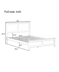 Lucky One Modern Solid Wood Full Size Platform Bed with Sturdy Wooden Slats Support