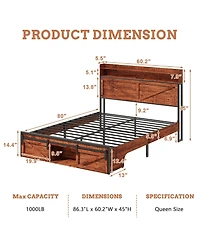 Lucky One Bed Frame with Storage Headboard