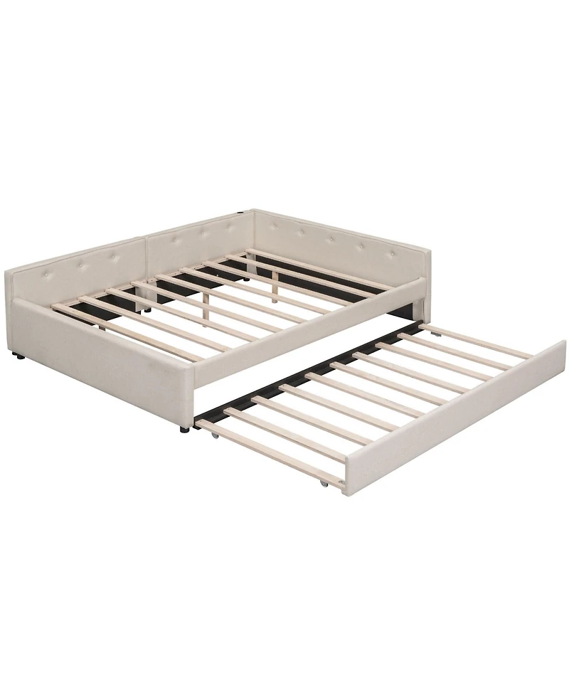 Lucky One Upholstered Platform Bed with Usb and Trundle