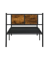 Lucky One metal bedframe, Headboard with wood panel decoration