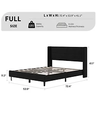gaomon Bed Frame with Wingback Headboard, Velvet Upholstered Platform Bed Frame, Strong Wooden Slats, No Box Spring Needed