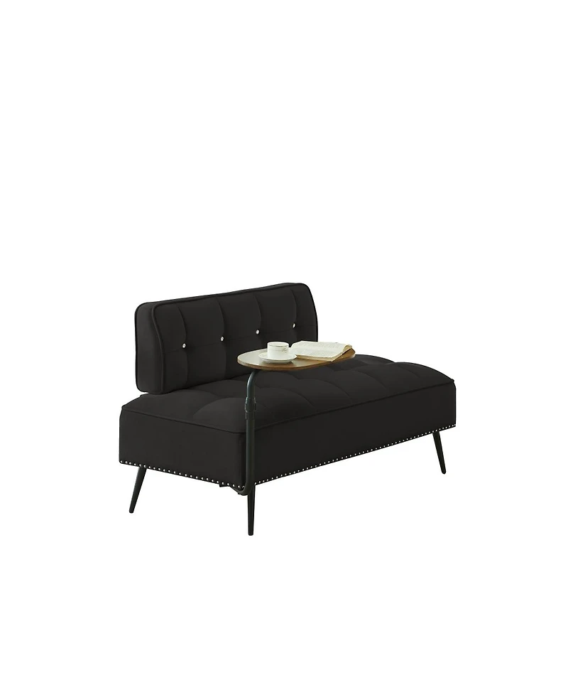 Streamdale Furniture Modern 54" Velvet Loveseat with Rotating Side Table