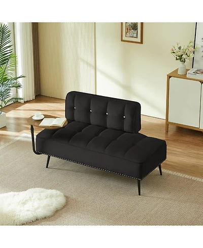 Streamdale Furniture Modern 54" Velvet Loveseat with Rotating Side Table