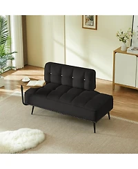 Streamdale Furniture Modern 54" Velvet Loveseat with Rotating Side Table