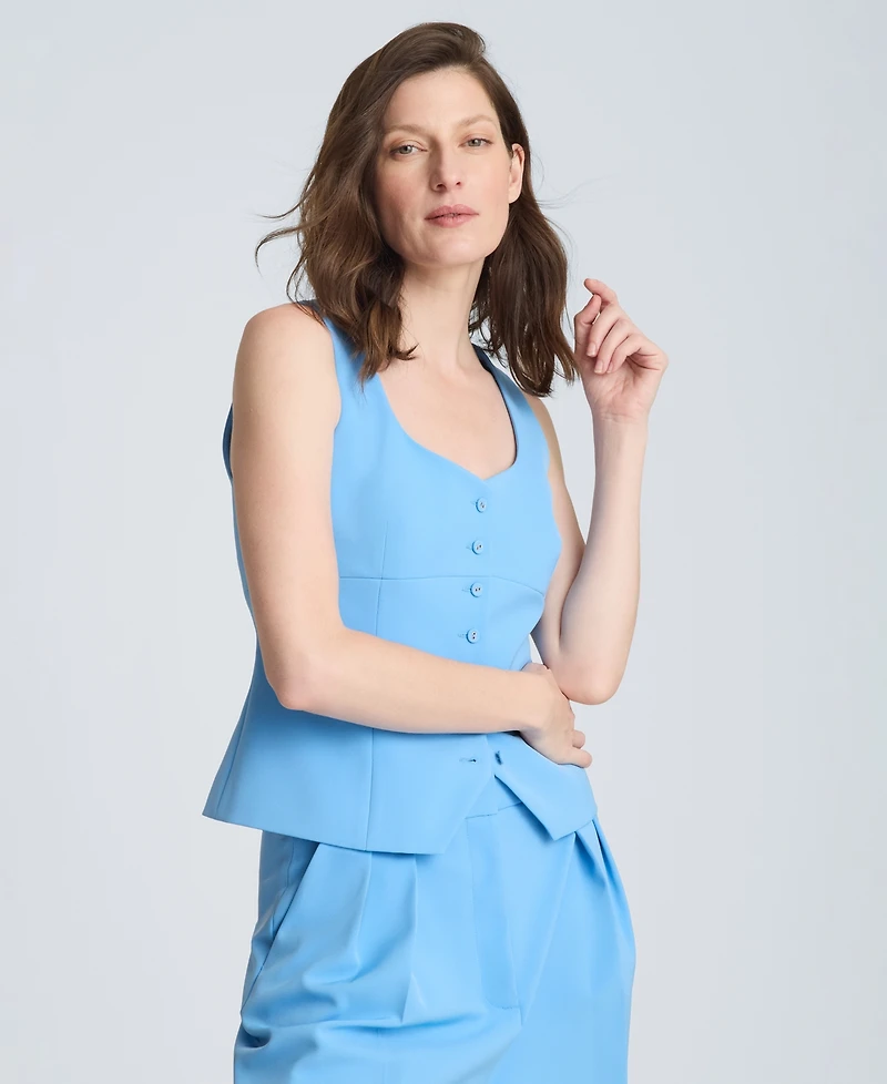 Kenneth Cole Women's Bustier Collarless Vest