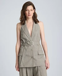 Kenneth Cole Women's Sleeveless Belted Notch Collar Vest