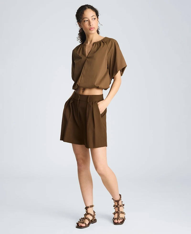Kenneth Cole Women's High-Rise Pleated Shorts