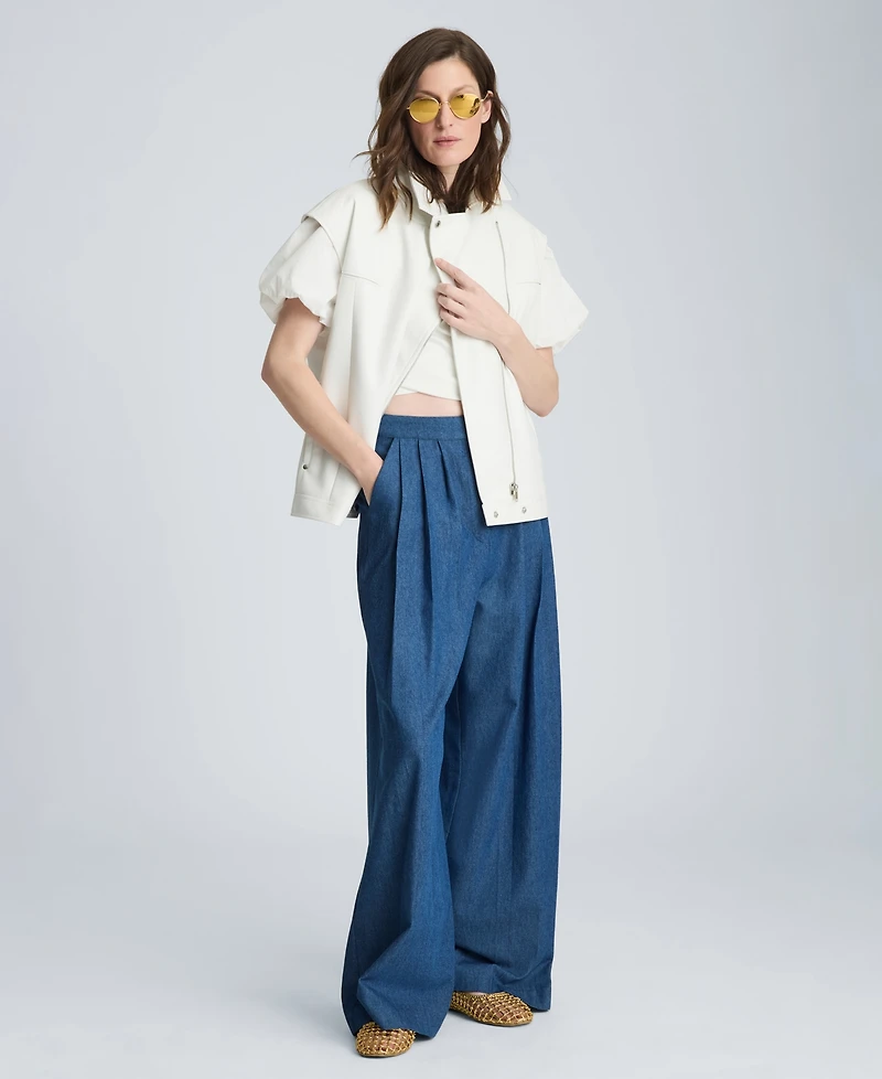 Kenneth Cole Women's High-Rise Triple Pleated Wide-Leg Pants