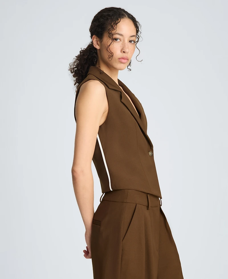 Kenneth Cole Women's Fitted Notch Collar Sleeveless Vest