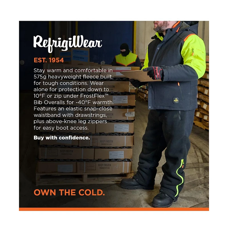 RefrigiWear Big & Tall FrostFlex Fleece Pants - 10°F Cold Protection, Durable and Comfortable Workwear