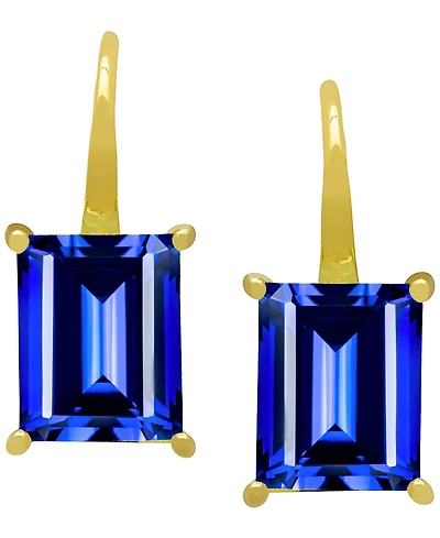 Macy's Lab Grown Ruby (8.6 ct. t.w.) Drop Earrings 14k Gold-Plated Silver (Also Available White & Blue Sapphire)