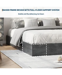gaomon Platform Bed Frame with Wooden Slats, Floor-Standing Design