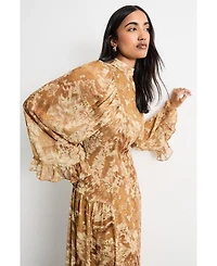 Warehouse Women's Romantic Chiffon Sleeve Midaxi Dress