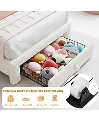 gaomon Upholstered Led Bed Frame with Storage Drawer and Adjustable Chic Headboard, Berber Fleece Princess Platform for Kids