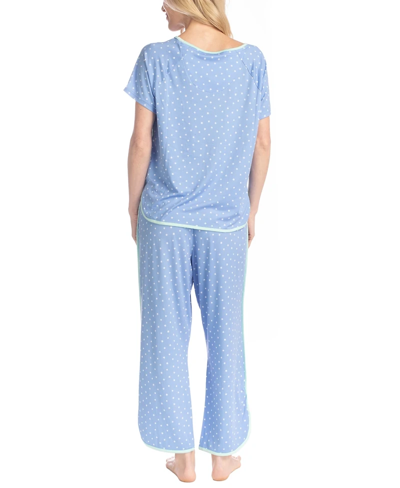 Muk Luks Women's Artistic Garden V-Neck Top and Ankle Pants