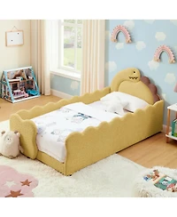 Streamdale Furniture Dino Toddler Bed w/Guardrail, Solid Wood, Boucle