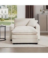 Streamdale Furniture Corduroy Chair with Ottoman and Pillow
