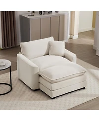 Streamdale Furniture Corduroy Chair with Ottoman and Pillow