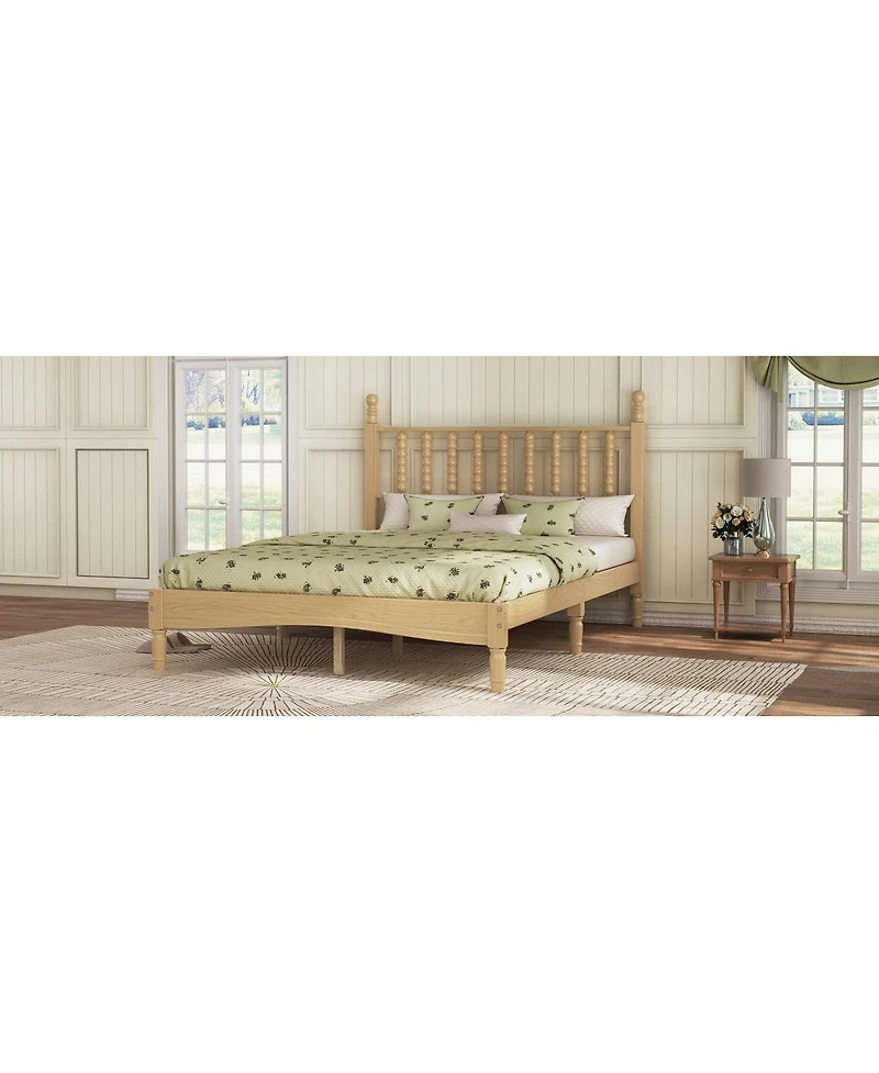 Streamdale Furniture Wood Platform Bed with Gourd Headboard