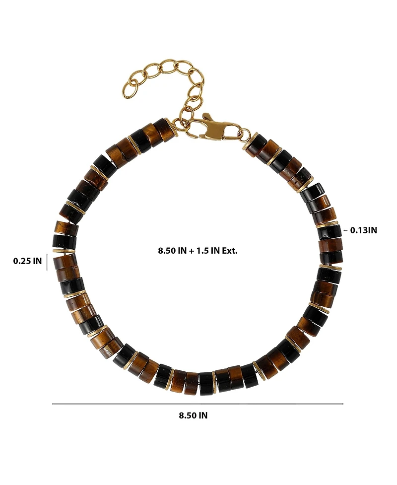 Lucky Brand Tiger Eye Heishi Stainless Steel Bead Bracelet