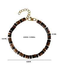 Lucky Brand Tiger Eye Heishi Stainless Steel Bead Bracelet