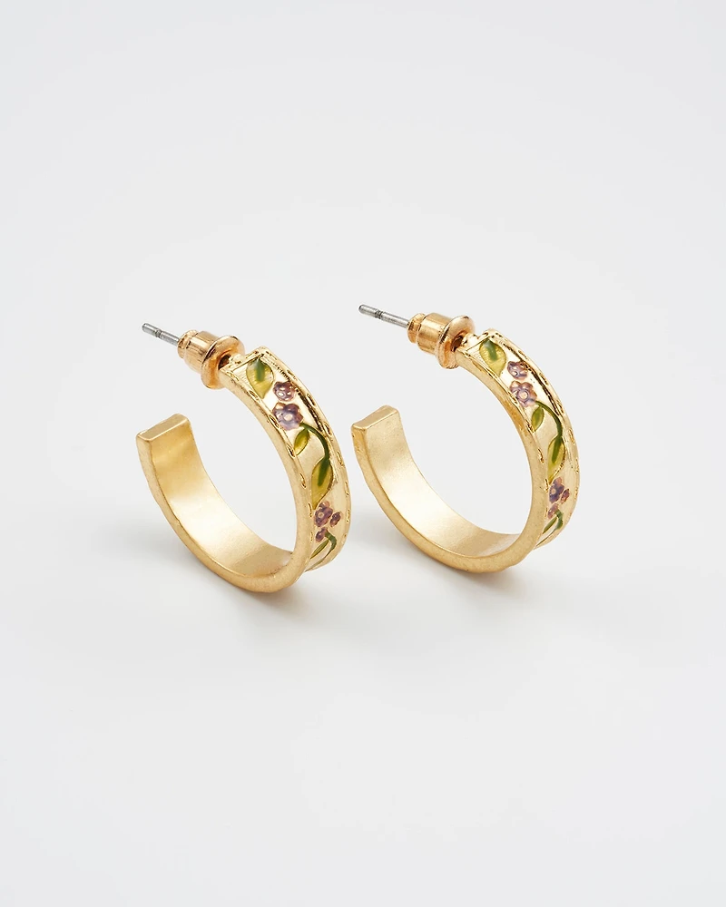 Fable England Blackberry Bramble Gold Hoop Earrings