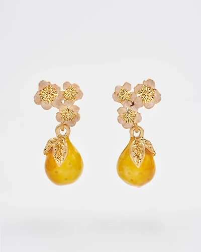 Fable England Golden Pear Drop Gold Earrings