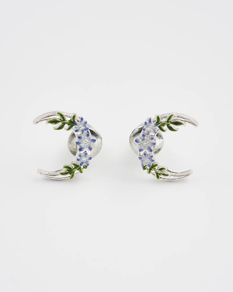 Fable England Nightshade Moon Silver Stud Earrings
