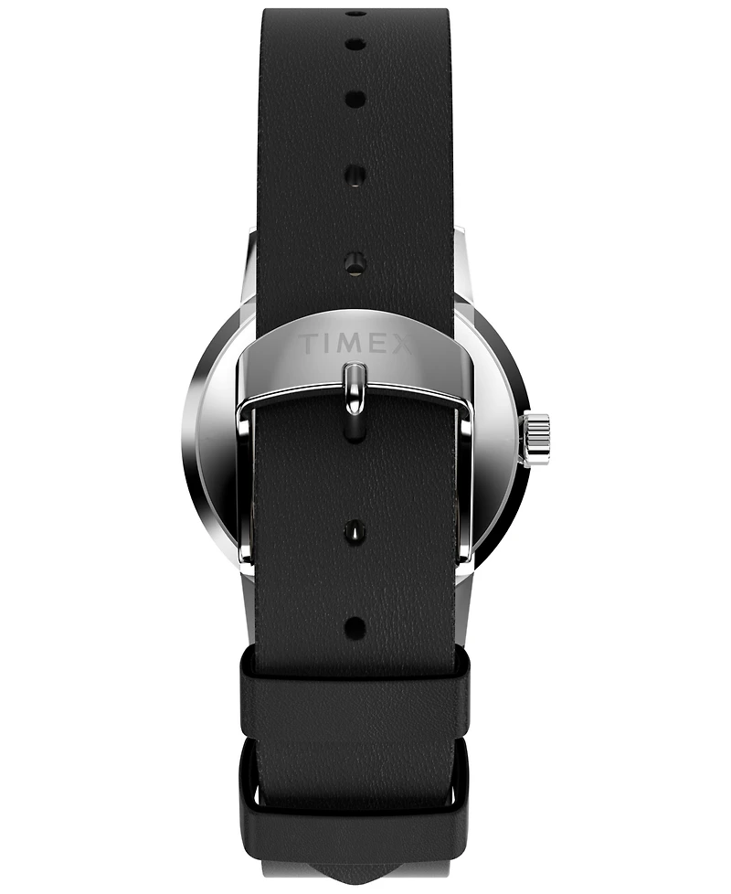 Timex Unisex Quartz Analog Black Leather Watch 38mm